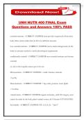 UNH NUTR 400 FINAL Exam Questions and Answers 100&percnt; PASS