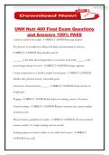 UNH Nutr 400 Final Exam Questions and Answers 100&percnt; PASS