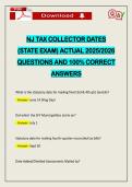 NJ TAX COLLECTOR DATES &lpar;STATE EXAM&rpar; ACTUAL 2026 QUESTIONS AND 100&percnt; CORRECT ANSWERS