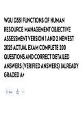 WGU D351 FUNCTIONS OF HUMAN RESOURCE MANAGEMENT OBJECTIVE ASSESSMENT VERSION 1 AND 2 NEWEST 2026 ACTUAL EXAM COMPLETE 200 QUESTIONS AND CORRECT DETAILED ANSWERS &lpar;VERIFIED ANSWERS&rpar; -ALREADY GRADED A&plus;