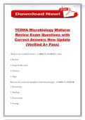 TCDHA Microbiology Midterm Review Exam Questions with Correct Answers New Update &lpar;Verified A&plus; Pass&rpar;