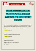 HEALTH ASSESSMENT EXAM 1 PRACTICE ACTUAL 2026 QUESTIONS AND 100&percnt; CORRECT ANSWERS