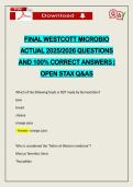 FINAL WESTCOTT MICROBIO ACTUAL 2026 QUESTIONS AND 100&percnt; CORRECT ANSWERS &vert; OPEN STAX Q&AS