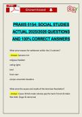 PRAXIS 5154&colon; SOCIAL STUDIES ACTUAL 2026 QUESTIONS AND 100&percnt; CORRECT ANSWERS