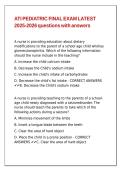 ATI PEDIATRIC FINAL EXAM LATEST 2025-2026 questions with answers
