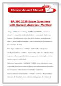 BA 300 2025 Exam Questions with Correct Answers &vert; Verified
