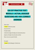 CSI CDT PRACTICE TEST - MODULE 1 ACTUAL 2026 QUESTIONS AND 100&percnt; CORRECT ANSWERS