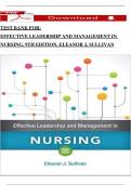 TEST BANK FOR EFFECTIVE LEADERSHIP AND MANAGEMENT IN NURSING&comma; 9TH EDITION&comma; ELEANOR J&period; SULLIVAN