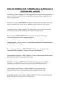 NURS 205 INTRODUCTION TO PROFESSIONAL NURSING QUIZ 2 QUESTIONS AND ANSWERS