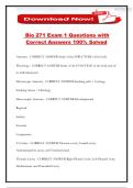 Bio 271 Exam 1 Questions with Correct Answers 100&percnt; Solved