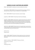 NURSING 142 QUIZ 2 QUESTIONS AND ANSWERS