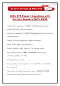 BIOL 271 Exam 1 Questions with Correct Answers 100&percnt; PASS