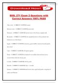 BIOL 271 Exam 2 Questions with Correct Answers 100&percnt; PASS