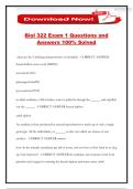 Biol 322 Exam 1 Questions and Answers 100&percnt; Solved