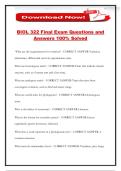 BIOL 322 Final Exam Questions and Answers 100&percnt; Solved