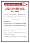 BIOL 351 Exam 3 Lecture 10 Questions with Correct Answers 100&percnt; Solved