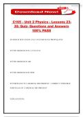 C165 - Unit 2 Physics - Lessons 23- 30&colon; Quiz- Questions and Answers 100&percnt; PASS