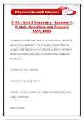 C165 - Unit 3 Chemistry - Lessons 1- 6&colon; Quiz- Questions and Answers 100&percnt; PASS