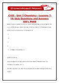 C165 - Unit 3 Chemistry - Lessons 7- 19&colon; Quiz Questions and Answers 100&percnt; PASS