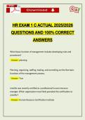 HR EXAM 1 C ACTUAL 2026 QUESTIONS AND 100&percnt; CORRECT ANSWERS