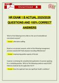 HR EXAM 1 B ACTUAL 2026 QUESTIONS AND 100&percnt; CORRECT ANSWERS