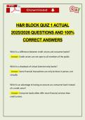H&R BLOCK QUIZ 1 ACTUAL 2026 QUESTIONS AND 100&percnt; CORRECT ANSWERS