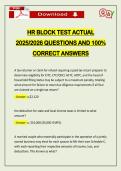 HR BLOCK TEST ACTUAL 2026 QUESTIONS AND 100&percnt; CORRECT ANSWERS