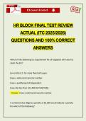 HR BLOCK FINAL TEST REVIEW ACTUAL &lpar;ITC 2025&sol;2026&rpar; QUESTIONS AND 100&percnt; CORRECT ANSWERS