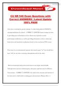 CU NR 546 Exam Questions with Correct ANSWERS &vert; Latest Update 100&percnt; PASS