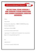 NR 546 FINAL EXAM VERSION 1 AND VERSION 2-EXAM QUESTIONS AND CORRECTANSWERS &lpar;VERIFIED ANSWERS&rpar;