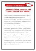 NR 566 Final Exam Questions with Correct Answers 100&percnt; Verified