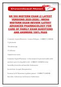 NR 566 MIDTERM EXAM &lpar;2 LATEST VERSIONS 2025-2026&rpar; &sol; NR566 MIDTERM EXAM REVIEW &sol;LATEST ADVANCED PHARMACOLOGY FOR CARE OF FAMILY EXAM QUESTIONS AND ANSWERS 100&percnt; PASS