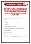 NR 566 MIDTERM&sol;NR566 ADVANCED PHARMACOLOGY FOR CARE OF THE FAMILY MIDTERM EXAM NEWEST 2025 QUESTIONS AND ANSWERS 100&percnt; PASS