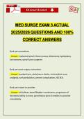 MED SURGE EXAM 3 ACTUAL 2026 QUESTIONS AND 100&percnt; CORRECT ANSWERS
