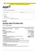 2025 AQA QCSE DESIGN AND TECHNOLOGY Paper 1 Unit 1 Written Paper June QUESTION PAPER and MARK SCHEME Merged