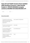 Texas Life and Health Insurance Exam &lpar;updated 2026&rpar; Questions & Answers &vert; Latest Already Graded A&plus; UPDATE 2025&vert;2026 &lpar;complete solutions&rpar; ASSURED SUCCESS&sol;GRADED A&plus;&excl;&excl;&excl;