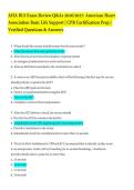 AHA BLS Exam Review Q&As 2026&sol;2027&colon; American Heart Association Basic Life Support &vert; CPR Certification Prep &vert; Verified Questions & Answers