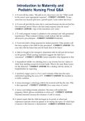 Introduction to Maternity and Pediatric Nursing &ndash; Final Exam Review &vert; Comprehensive Practice Questions and Answers