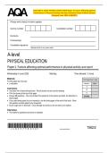 June 2025 AQA A-LEVEL Physical Education &vert; Combined Question Papers & Mark Schemes