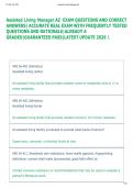 Assisted Living Manager AZ EXAM QUESTIONS AND CORRECT  ANSWERS&vert; ACCURATE REAL EXAM WITH FREQUENTLY TESTED  QUESTIONS AND RATIONALE&vert;ALREADY A  GRADED&vert;GUARANTEED PASS&vert;LATEST UPDATE 2026   