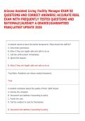 Arizona Assisted Living Facility Manager EXAM 50  QUESTIONS AND CORRECT ANSWERS&vert; ACCURATE REAL  EXAM WITH FREQUENTLY TESTED QUESTIONS AND  RATIONALE&vert;ALREADY A GRADED&vert;GUARANTEED  PASS&vert;LATEST UPDATE 2026