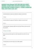 Assisted Living Manager EXAM QUESTIONS AND CORRECT  ANSWERS&vert; ACCURATE REAL EXAM WITH FREQUENTLY TESTED  QUESTIONS AND RATIONALE&vert;ALREADY A&plus; GRADED&vert;GUARANTEED  PASS&vert;LATEST UPDATE 2026 2027   