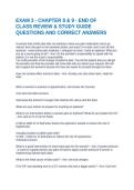 EXAM 3 - CHAPTER 8 & 9 - END OF CLASS REVIEW & STUDY GUIDE QUESTIONS AND CORRECT ANSWERS