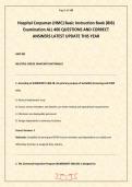 Hospital Corpsman &lpar;HMC&rpar; Basic Instruction Book &lpar;BIB&rpar; Examination ALL 400 QUESTIONS AND CORRECT ANSWERS LATEST UPDATE THIS YEAR