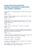 EXAM 3 PRACTICE QUESTIONS-NURSING FUNDAMENTALS QUESTIONS AND CORRECT ANSWERS