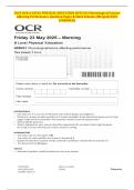June 2025 OCR A Level Physical Education &lpar;H555&rpar; &vert; Combined Question Papers & Mark Schemes