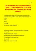 ACI AGGREGATE TESTING TECHNICIAN -  LEVEL 1 - SAMPLE WRITTEN EXAM 2026  QUESTIONS AND ANSWERS&vert; ACE YOUR  GRADES&period; 