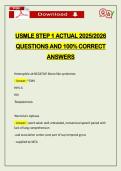 USMLE STEP 1 ACTUAL 2026 QUESTIONS AND 100&percnt; CORRECT ANSWERS