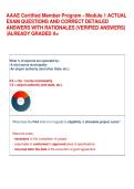 AAAE Certified Member Program - Module 1 ACTUAL  EXAM QUESTIONS AND CORRECT DETAILED  ANSWERS WITH RATIONALES &lpar;VERIFIED ANSWERS&rpar;  &vert;ALREADY GRADED A&plus; 