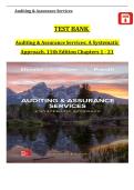TEST BANK For Auditing & Assurance Services&colon; A Systematic Approach&comma; 11th Edition By William Messier Jr&comma; Steven Glover&comma; Verified Chapters 1 - 21&comma; Complete Newest Versio